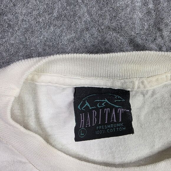 Vintage Habitat Shirt‎ Mens Large White Live And Let Live Animal Zoo Graphic 90s - Picture 5 of 12